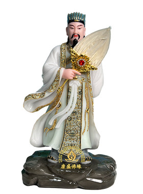 汉白玉诸葛孔明神像家用风水摆件