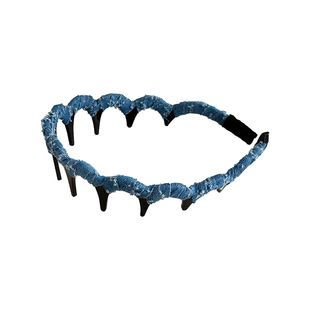 韩系蓝色牛仔高颅顶发箍带齿防滑齿梳头箍女夏天2026新款日常外戴