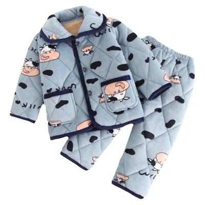 儿童睡衣冬季三层夹棉加绒加厚款