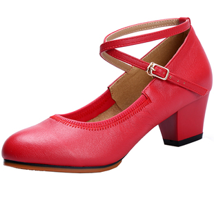 伊兹广场舞鞋女四季中高跟新款广场舞交谊跳舞女鞋成人软底舞蹈鞋