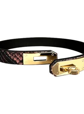 逆环凯莉扣项圈蛇纹真皮定制