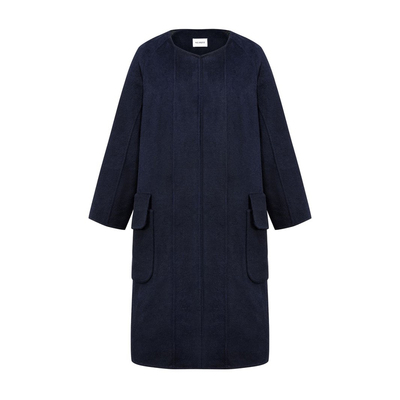 WEPRIVE 圆领立体手工拼裁双面呢设计师定制冬季温暖羊毛大衣