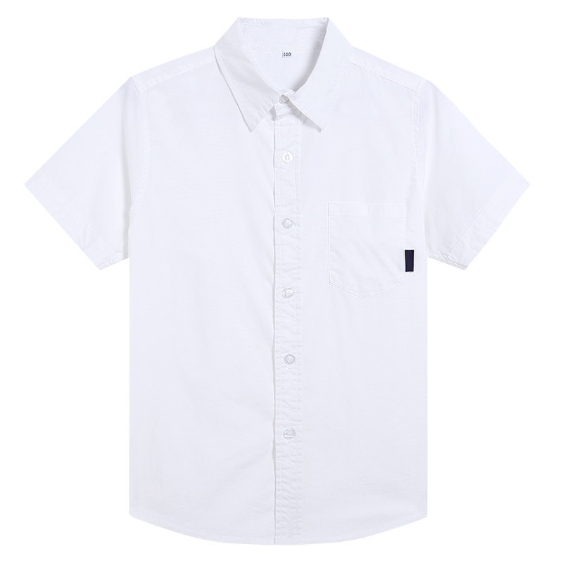 伊顿校服工厂男女童白色短袖衬衫