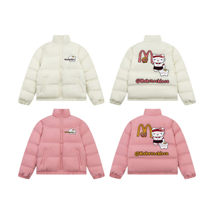 咖喱人HelloKitty棉服女宽松冬季保暖立体刺绣手塞棉袄外套潮