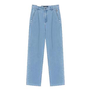 【凉感】TeenieWeenie小熊女装牛仔裤夏季CHIC感锥形直筒裤粉色女