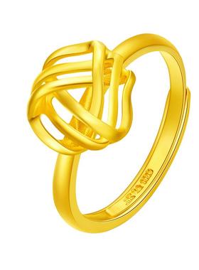 足金中国黄金活口戒指