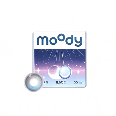 moody日抛2片装迷你月光石pro水凝胶美瞳高含水新手彩色隐形眼镜