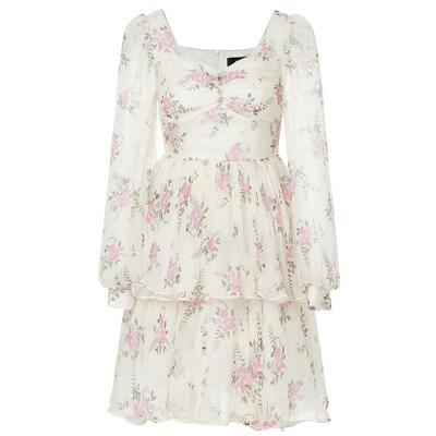 MAXRIENY复古真丝碎花连衣裙桑蚕丝裙子