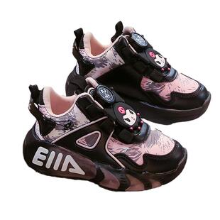 库洛米女童旋转纽扣加绒保暖棉鞋2026新款冬天防滑软底时尚运动鞋