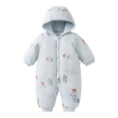 童泰婴儿连体衣纯棉夹棉连帽爬服