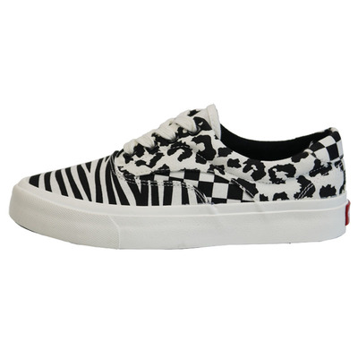 万斯豹纹黑白格子帆布鞋