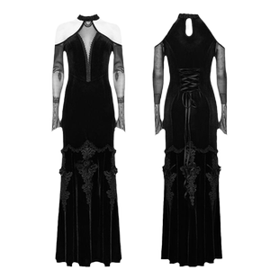 哥特风格长裙黑色性感露肩修身连衣裙女秋冬新款高级感礼服裙包臀