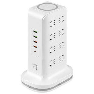 公正午纯铜插座带无线充塔形插排多功能快充USB插排多口插孔位