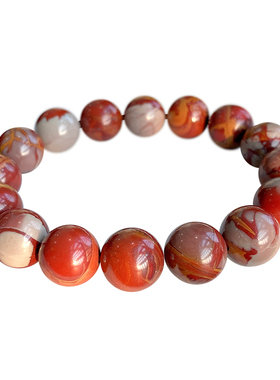 澳洲红图画石红白相间手链单多圈