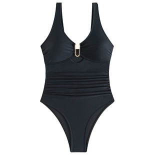 欧美高级感绝美大码泳衣女款连体海边度假保守修身显瘦泳装泡温泉