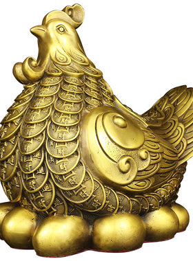 开运黄铜金鸡招财客厅工艺品