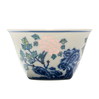 富玉窑景德镇手绘青花斗彩主人杯