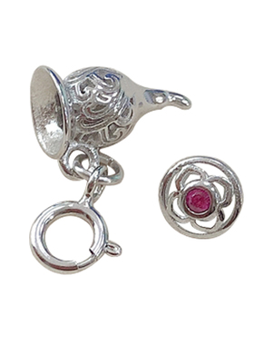 女款S925纯银圆珠镶嵌托吊坠空托