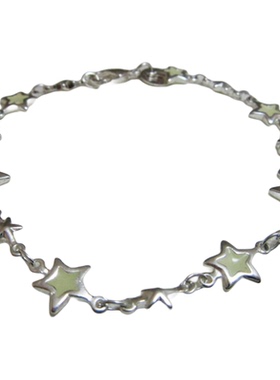 银色五角星星发光蓝色夜光手链