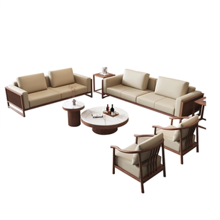 乔木宋式美学北美黑胡桃实木沙发新中式禅意客厅别墅会所沙发组合