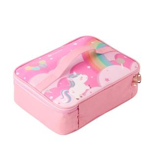 小学生四格扁平饭盒袋手提包防水保温便当袋餐包卡通儿童分格餐盘