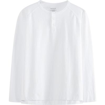 元本 经典三粒扣半开襟长袖 男秋季纯色插肩袖打底衫亨利领棉T恤