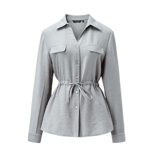 颜域春季收腰上衣女装2026新款高级感轻奢气质日常穿搭天丝衬衫女