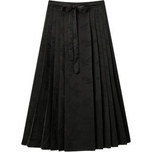 爱居兔新中式高腰半身裙秋季改良马面裙国风提花单裙