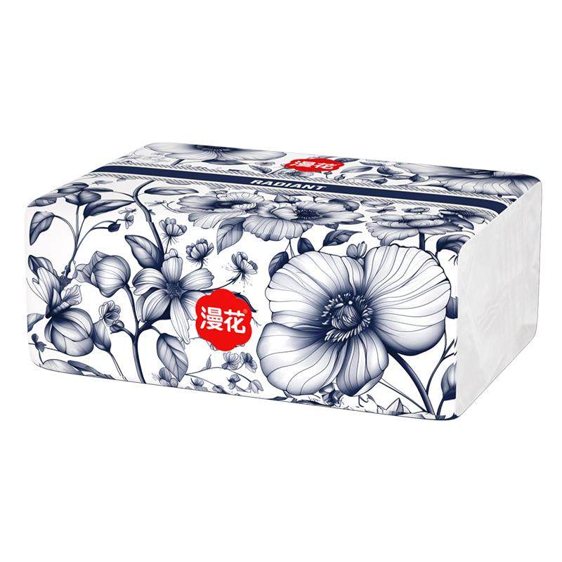 漫花优等品原生浆抽纸餐巾纸家用学生宿舍实惠整箱卫生纸面巾纸抽