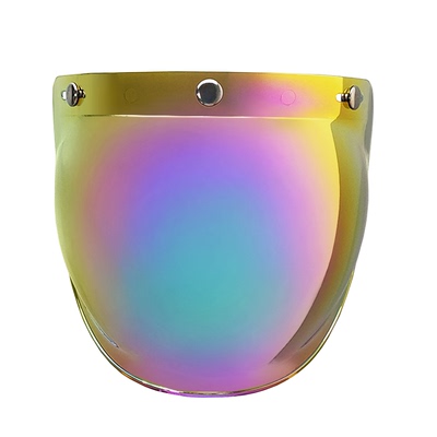 泡泡镜复古盔镜片哈雷头盔三扣式半盔镜片带支架钉扣式镜面防风镜