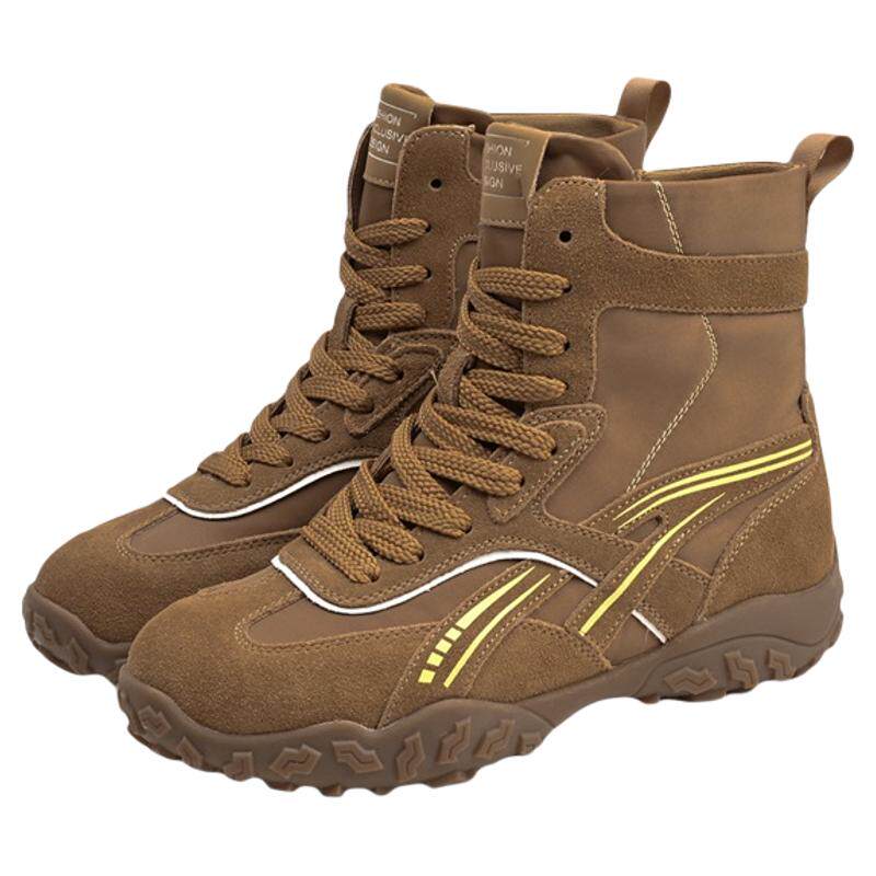 fed复古绒面防滑拼接复古马丁靴
