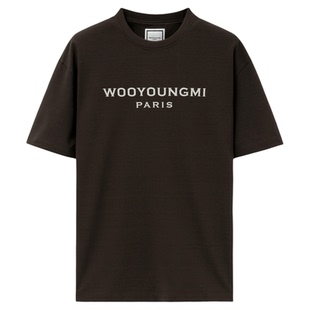 新品WOOYOUNGMI26春夏男士潮流时尚通勤日常舒适LOGO款短袖T恤