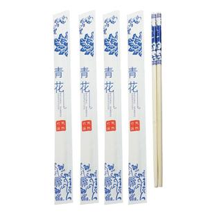 24cm青花瓷一次性竹筷子独立包装中国风餐具免费定制批发快餐环保