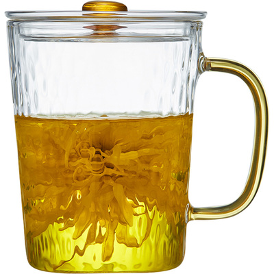 加厚耐热男女士咖啡泡花玻璃杯