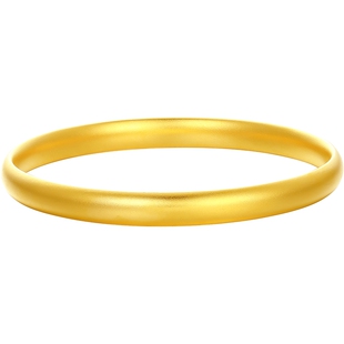 周六福古法足金手镯计价黄金手饰素圈简简约金镯子送女友情人节