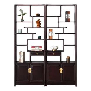 赞比亚血檀博古架新中式多宝阁全实木置物架客厅非洲小叶紫檀隔断