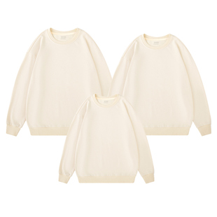 大码亲子装男童一家三四口黑白色纯色母女卫衣父子装秋冬加绒上衣