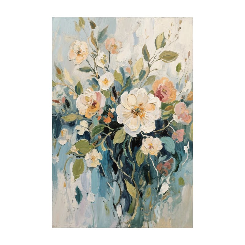白鹿艺术手绘油画繁花似锦花卉画