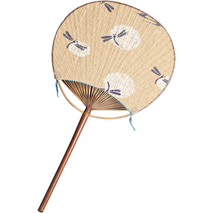 日式团扇和风扇子 中国风夏天纸扇宫扇 日本圆形双面蒲扇古典竹扇