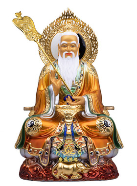 黄铜彩绘三清祖师像家用供奉摆件