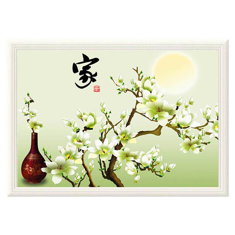 玉兰花餐厅钻石画方钻满钻十字绣