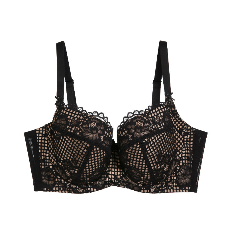 夏娃的诱惑艾利舒适棉围文胸女士薄款加宽上托大杯大码内衣女夏季