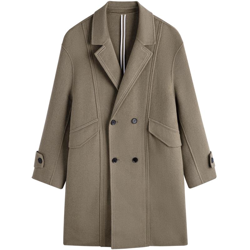 GXG男装  多色分割设计简约长款毛呢大衣外套男士 2023年冬季品