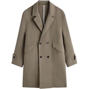 GXG男装  多色分割设计简约长款毛呢大衣外套男士 2023年冬季品