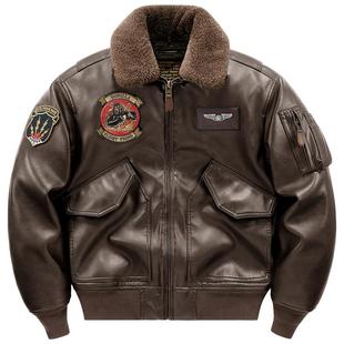 VIP美式复古飞行员皮衣棉服男士冬季加厚机车皮夹克毛领棉衣外套