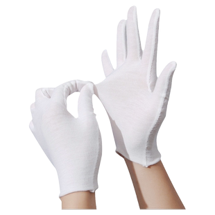 纯棉白手套礼仪薄款男士高级文玩盘珠台球升旗防滑女劳保作业保安