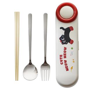 可爱304不锈钢便携餐具套装小学生筷子勺子上班族专用筷勺收纳盒