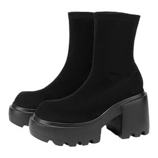 [张子枫同款] MIO米奥冬季靴子弹力靴高跟厚底袜靴瘦瘦靴女靴短靴