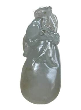 缅甸天然翡翠淡黄色钱袋子挂件