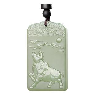 和田玉生肖牛玉牌吊坠男牛气冲天玉牛纳福玉佩女玉坠玉石属牛玉佩